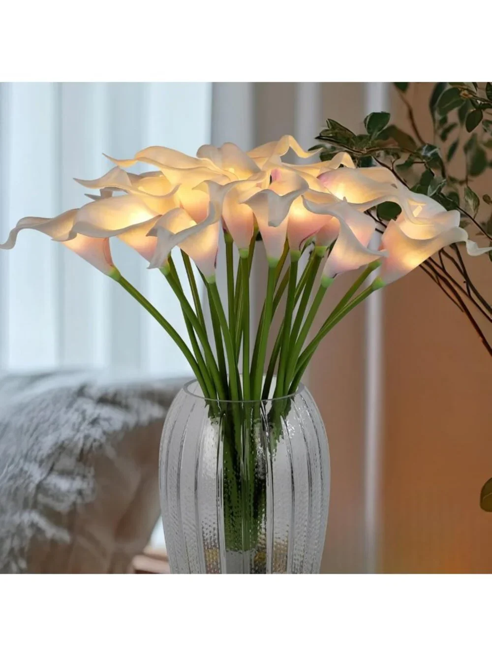 LED Lighted Faux Calla Lily Bouquet - 20 Real Touch Stems for Home Decor & Gifts